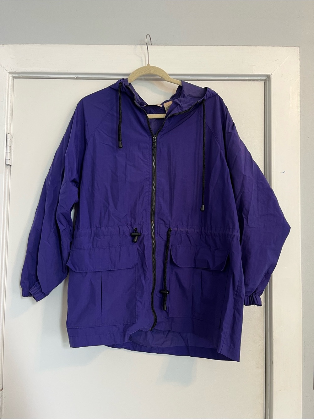 St. John's Bay dark Purple Hooded Windbreaker Y2K pockets
